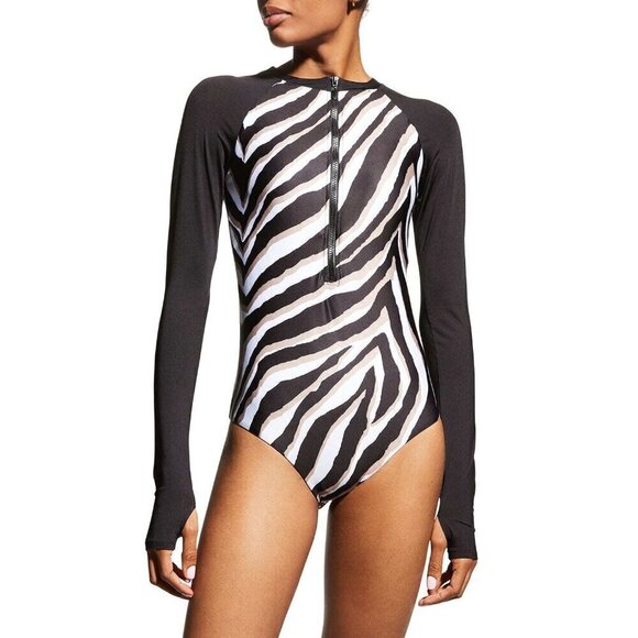 💕TRINA TURK💕 Vivant Half Zip Paddle Suit ~ Vivant Print Swim Knit XS NWT - Picture 7 of 16